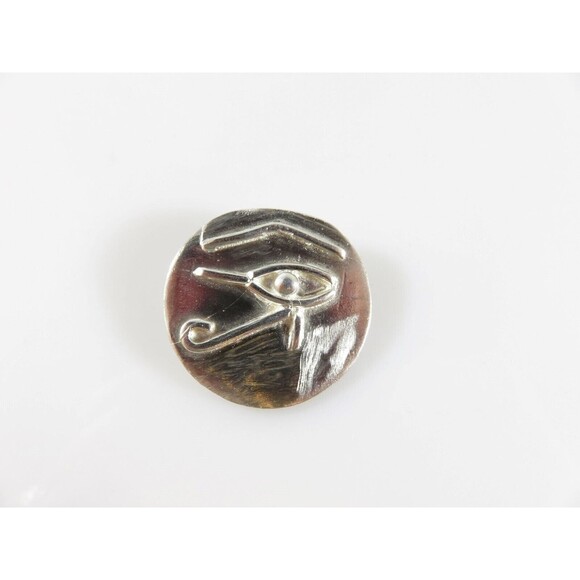 Vintage Sterling Silver Egyptian Eye of Horus Coin Style Pendant Artisan Piece - Picture 1 of 9